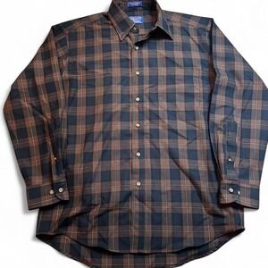 Vintage Sir Pendleton Long Sleeve Plaid Button Shirt Fine Worsted Wool Mens M‎
